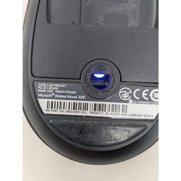 Microsoft Wireless Mouse 2000 Model 1416 Black with USB RECEIVER - Picture 3 of 6